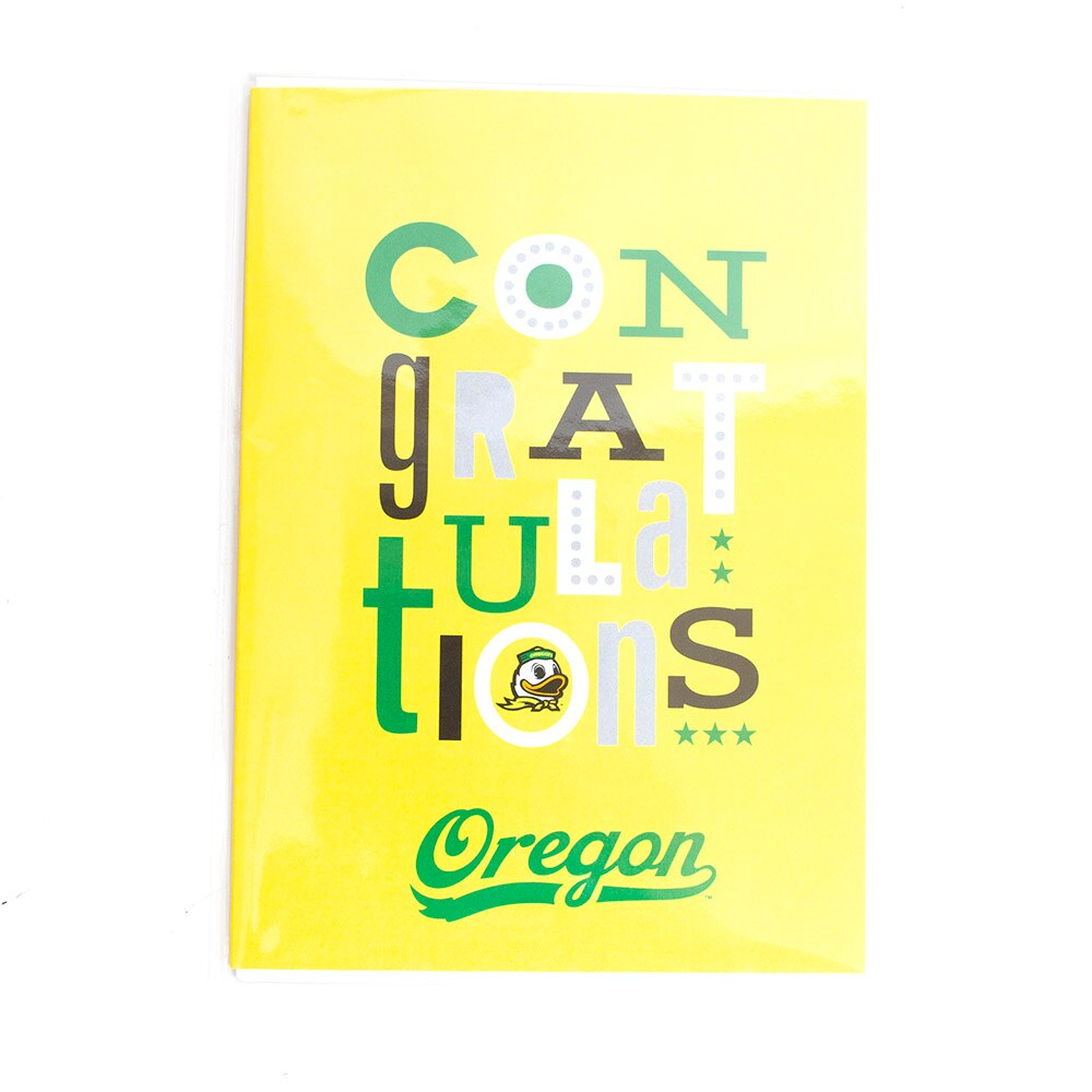 Ducks Spirit, Spirit Product, Yellow, Greeting Card - Congratulations, Gifts, Oregon script, 422658